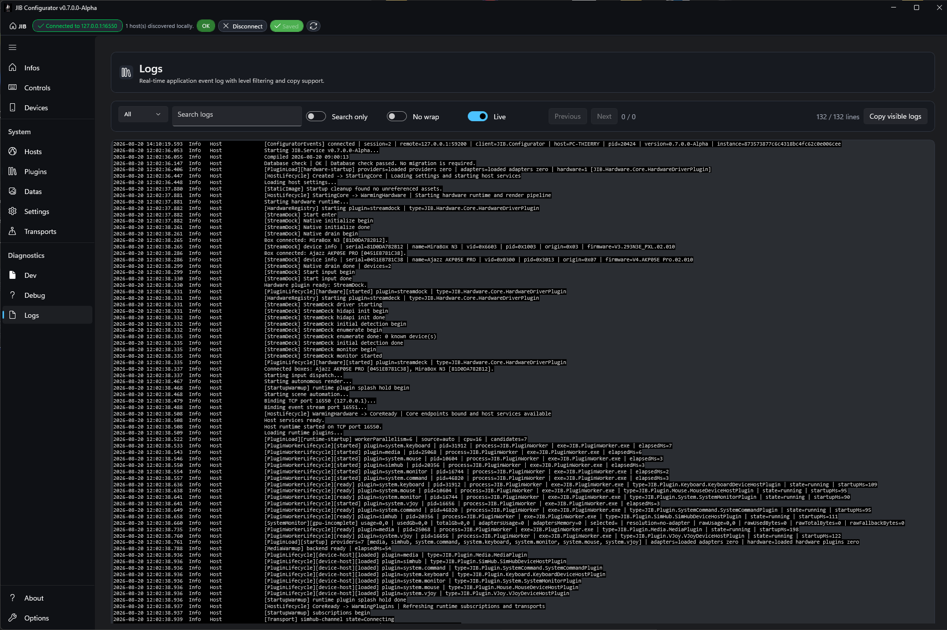 Logs tab overview